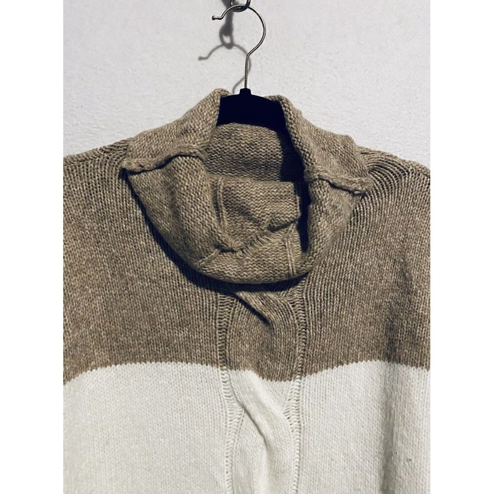 Vici Sweater Womens Large Turtleneck Colorblock Cableknit Drop Shoulder Boho - Picture 2 of 7